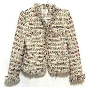 VINTAGE Malin Woman Multi Color Tweed Open Front Blazer Jacket Size S